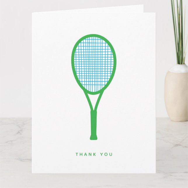 Tarjeta De Agradecimiento Racquet de tenis y Ball Sports Green Blue (Anverso)