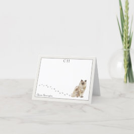 Tarjeta De Agradecimiento Ragdoll Cat Gray Border Monograma Nombre plegado