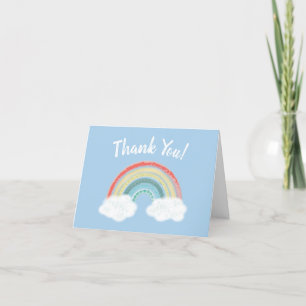 Tarjeta De Agradecimiento Rainbow Baby Shower Blue Boy