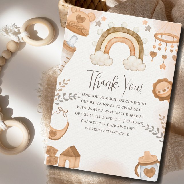 Tarjeta De Agradecimiento Rainbow Boho Baby Shower Gender Neutral  (Subido por el creador)
