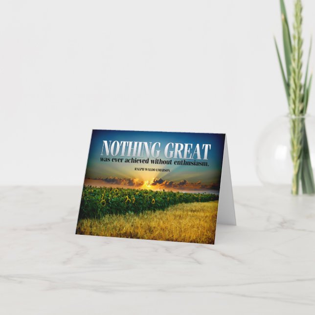 Tarjeta De Agradecimiento Ralph Waldo Emerson Entusiasmo por la cita Inspira (Anverso)
