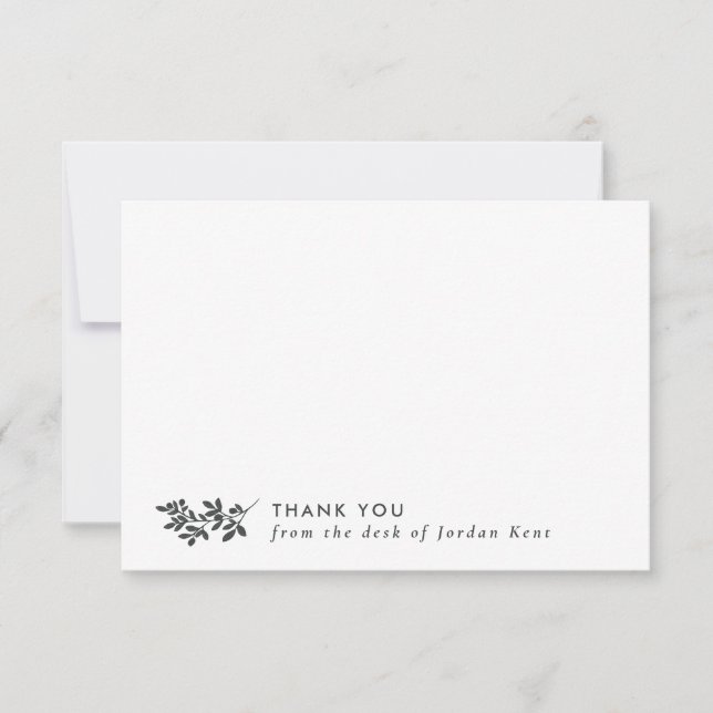 Tarjeta De Agradecimiento Rama de Gris Lápiz Gracias desde la mesa de (Anverso)