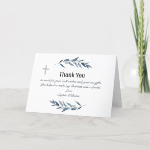 Tarjeta De Agradecimiento Rama de olivo acuarela simple Bautismo
