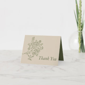 Tarjeta De Agradecimiento Rama de olivo, boda rústica y minimalista