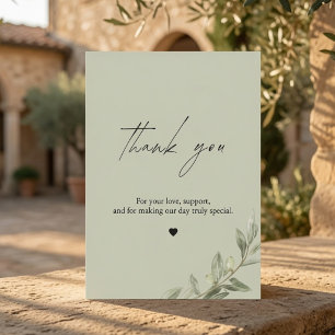 Tarjeta De Agradecimiento Rama de Olivo Boda Verde Elegante Salvia