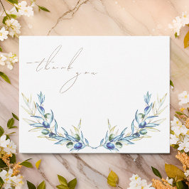 Tarjeta De Agradecimiento Rama de olivo elegante en acuarela
