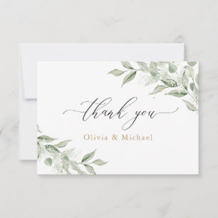 Tarjeta De Agradecimiento Rama de olivo verde bebé respira oro boda