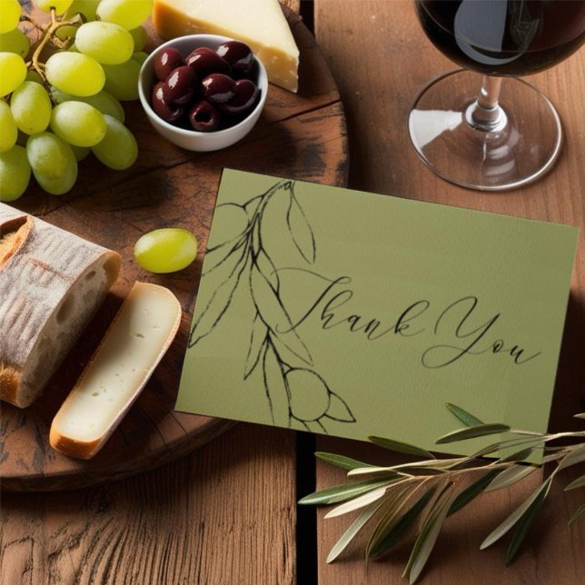 Tarjeta De Agradecimiento Rama de olivo verde oliva simple y moderna (Subido por el creador)