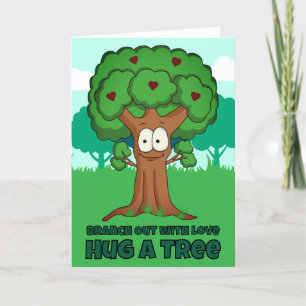 Tarjeta De Agradecimiento Rama fuera con amor abrazando un árbol