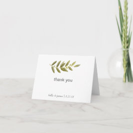Tarjeta De Agradecimiento Rama verde de oliva minimalista Gracias Cartas de 