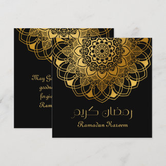 Tarjeta De Agradecimiento Ramadan Kareem motivo abstracto de oro floral