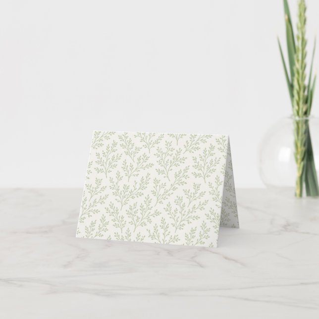 Tarjeta De Agradecimiento Ramas de bosque suave oliva - Neutral (Anverso)