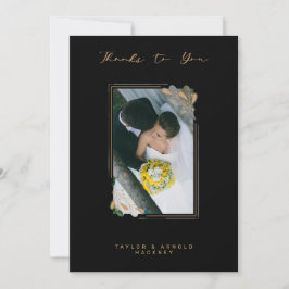 Tarjeta De Agradecimiento Ramas Doradas Falsas de Lujo Caligrafía Elegante