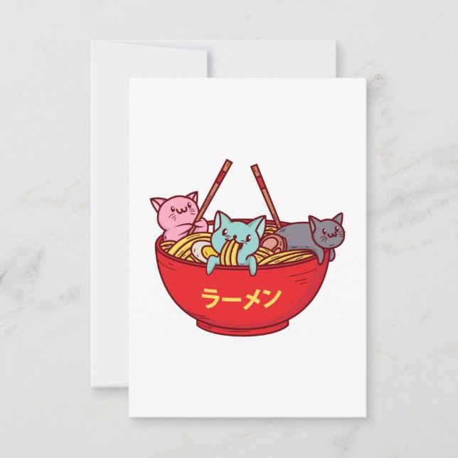 Tarjeta De Agradecimiento Ramen japoneses adorables divertidos del gato del (Anverso)