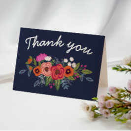Tarjeta De Agradecimiento Ramo Bohemio - Gracias Azul Marino
