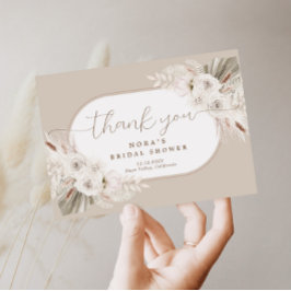 Tarjeta De Agradecimiento Ramo boho blanco y neutro