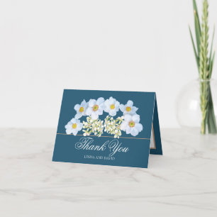Tarjeta De Agradecimiento Ramo de Anémona Blanca y Orquídea Floral Gracias
