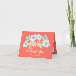 Tarjeta De Agradecimiento Ramo de Anémona Blanca y Orquídea Floral Gracias