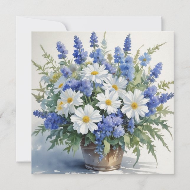 Tarjeta De Agradecimiento Ramo de Flores Acuarela Elegante (Anverso)