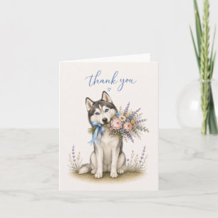 Tarjeta De Agradecimiento Ramo de flores de Husky siberiano Gracias