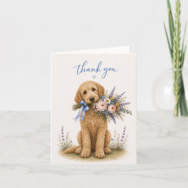 Tarjeta De Agradecimiento Ramo de flores de Labradoodle Gracias