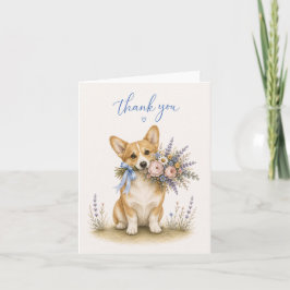 Tarjeta De Agradecimiento Ramo de flores de Pembroke Welsh Corgi Gracias