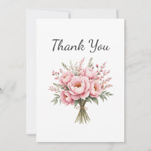 Tarjeta De Agradecimiento Ramo de flores de peonía rosa bonita