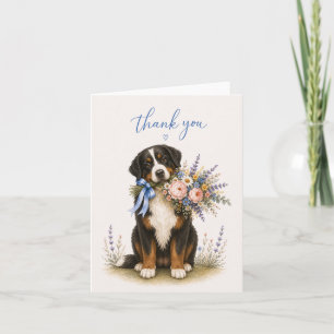 Tarjeta De Agradecimiento Ramo de flores de perro de montaña de Berna Gracia