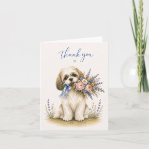 Tarjeta De Agradecimiento Ramo de flores de Shih Tzu gracias