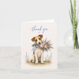 Tarjeta De Agradecimiento Ramo de flores de terrier Jack Russell agradecimie