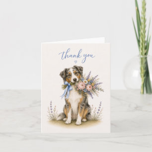 Tarjeta De Agradecimiento Ramo de flores del pastor australiano gracias