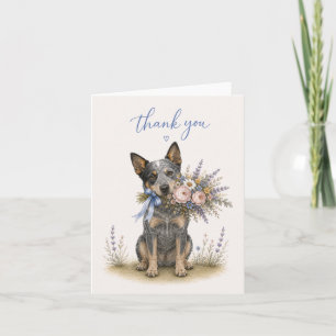 Tarjeta De Agradecimiento Ramo de flores del perro pastor australiano Gracia