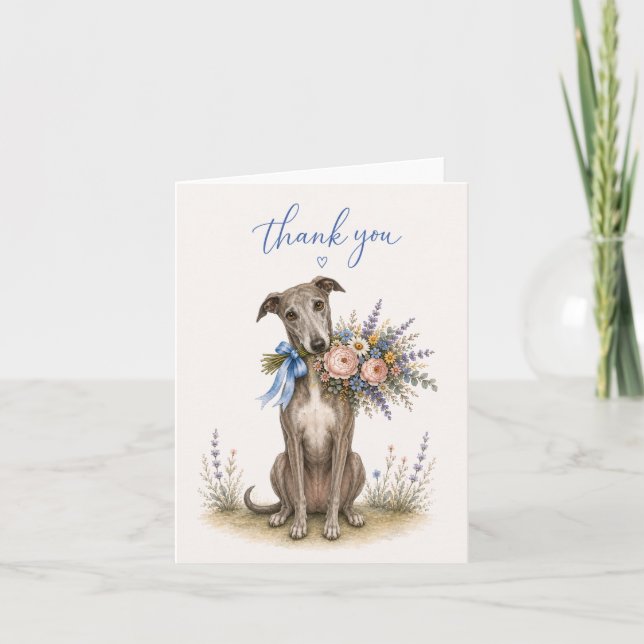 Tarjeta De Agradecimiento Ramo de flores Greyhound Gracias (Anverso)