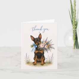 Tarjeta De Agradecimiento Ramo de flores Pinscher miniatura Gracias