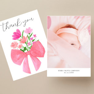 Tarjeta De Agradecimiento Ramo de flores rosadas Foto Baby Shower
