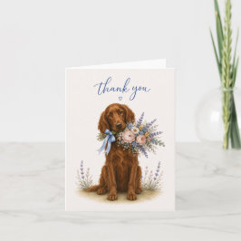 Tarjeta De Agradecimiento Ramo de flores Setter Irlandés Gracias
