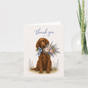 Tarjeta De Agradecimiento Ramo de flores Setter Irlandés Gracias