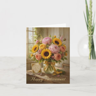 Tarjeta De Agradecimiento Ramo de girasoles para felicitar por jubilación fe