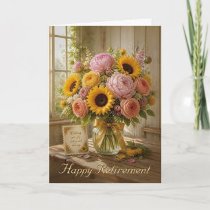 Tarjeta De Agradecimiento Ramo de girasoles para felicitar por jubilación fe
