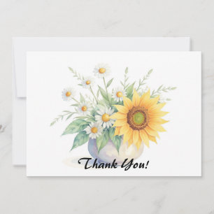 Tarjeta De Agradecimiento Ramo de Girasoles y Margaritas