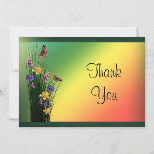 Tarjeta De Agradecimiento Ramo de hierba y mariposas