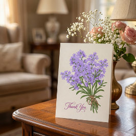 Tarjeta De Agradecimiento Ramo de lavanda doblado con letra manuscrita