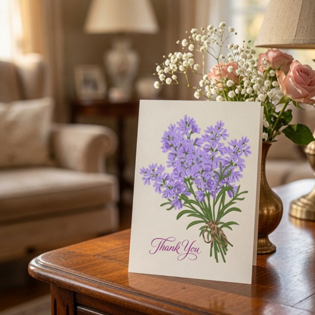 Tarjeta De Agradecimiento Ramo de lavanda doblado con letra manuscrita (Subido por el creador)