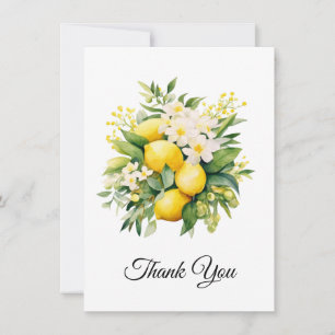Tarjeta De Agradecimiento Ramo de limón con flores blancas Gracias