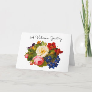 Tarjeta De Agradecimiento Ramo de Rosas Victoriano Arte Floral de Felicitaci