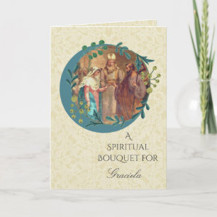 Tarjeta De Agradecimiento Ramo Espiritual de Encaje para Despedida de Solter