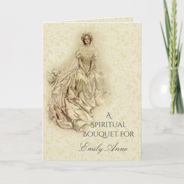 Tarjeta De Agradecimiento Ramo Espiritual de Encaje para Despedida de Solter (Anverso)
