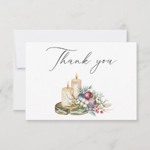 Tarjeta De Agradecimiento Ramo festivo de Navidad con acuarela elegante