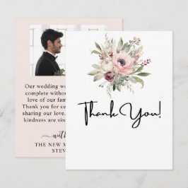 Tarjeta De Agradecimiento ramo floral acuarela rústica
