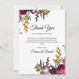 Tarjeta De Agradecimiento Ramo Floral Elegante